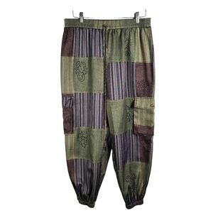 Explorer Green And Brown  Patchwork  Cargo Pants